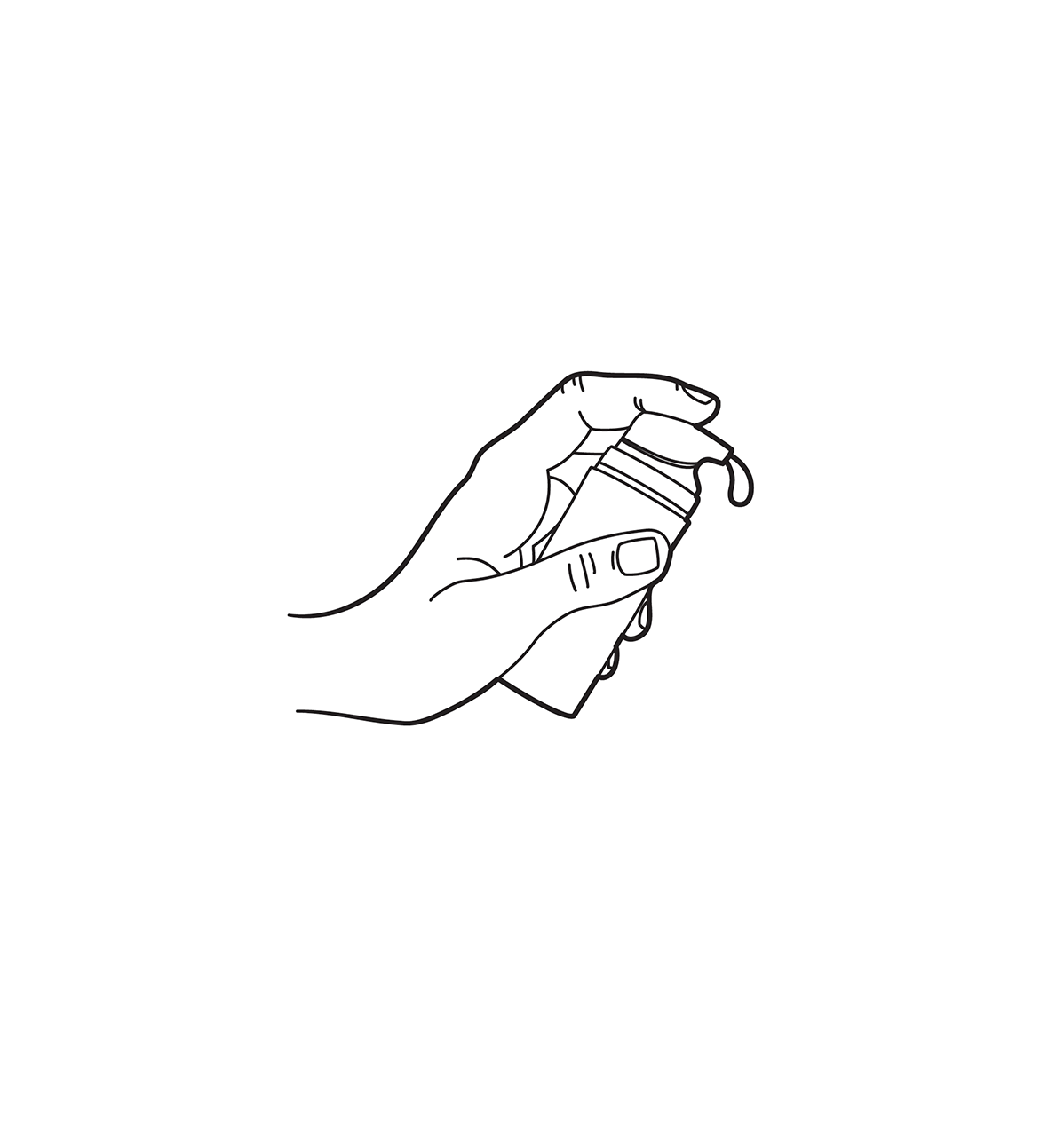 A hand using a small pump